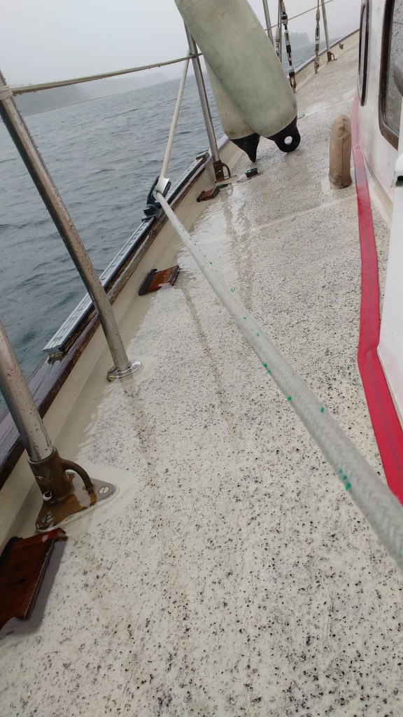 Harvesting Rainwater from the side deck. Photo Ray Penson