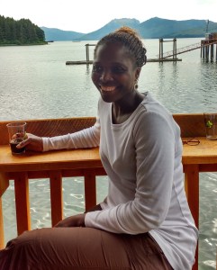 Ngozi in the Icy Strait Brewing Bar, Hoonah. Photo Ray Penson.