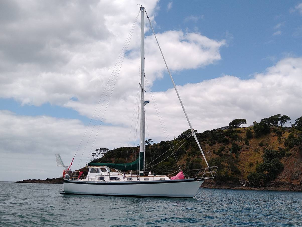 Truce anchored in Tutakaka Harbour. Photo, Ray Penson