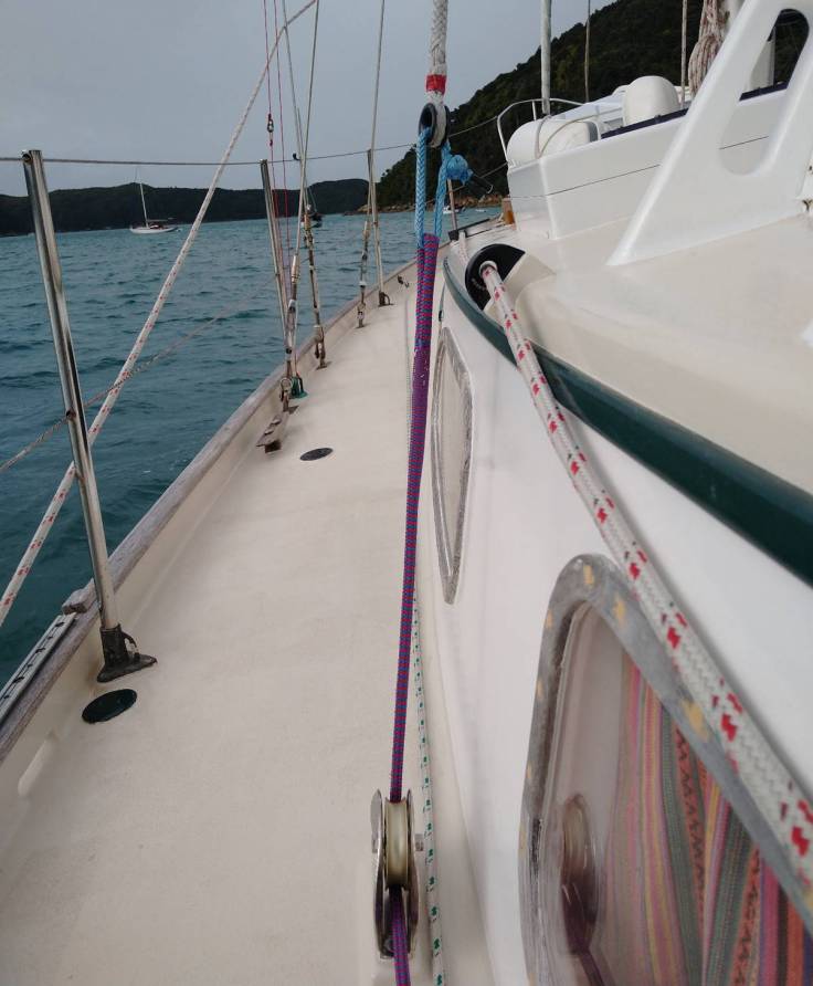  Soft Shackle attachment, rope tail to running backstay. Photo Ray Penson