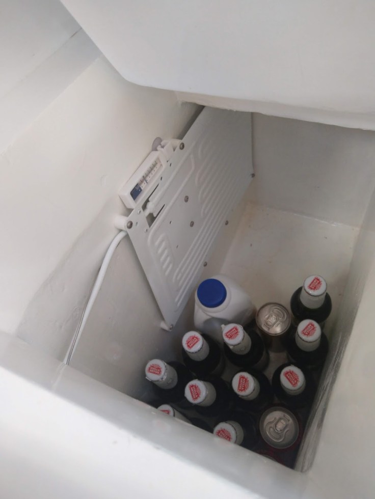 Fridge working and cold beer, luxury for upcoming 2021 Cruise. Photo Ray Penson