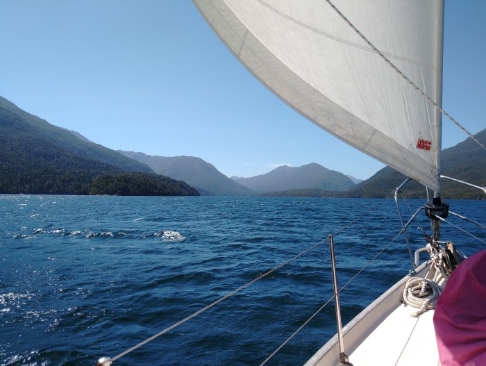 Sailing up Edwardson Sound. Photo Ray Penson