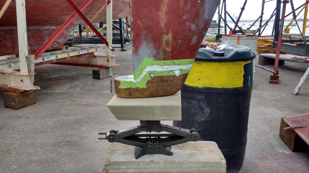 Fixing the shoe with 3M 5200 before riveting. Photo Ray Penson