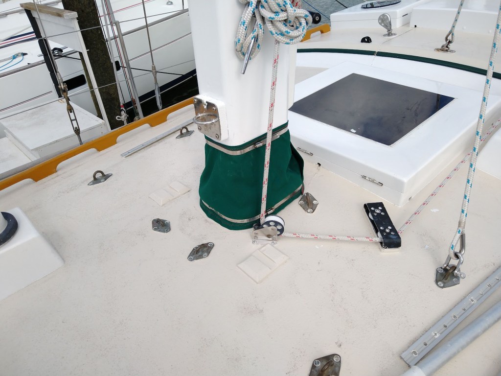 Mast boot dressed and sealed with canvas cover. Photo Ray Penson