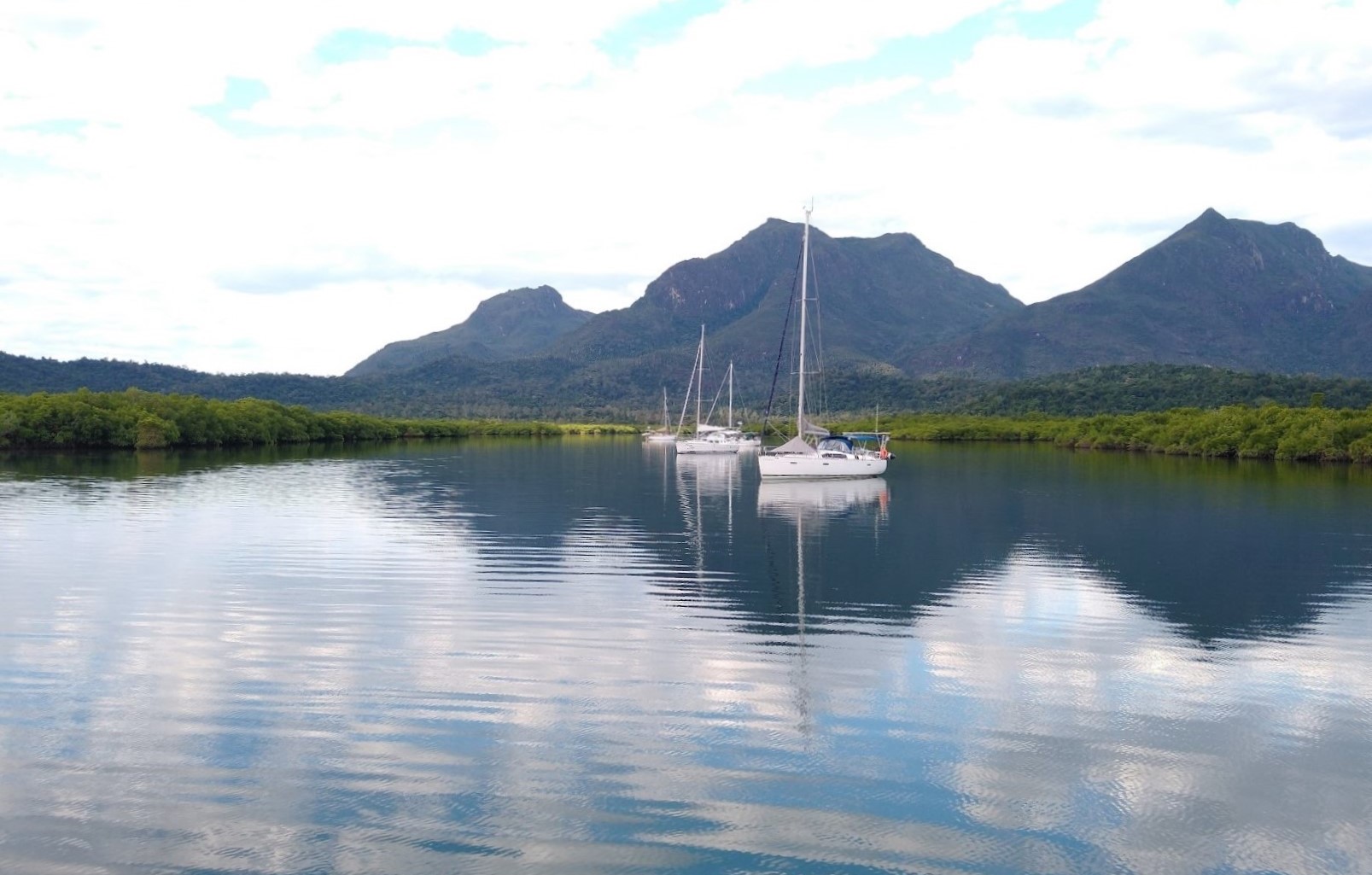 Gayundah Creek, boats sheltering from a strong wind warning. Photo Ray Penson