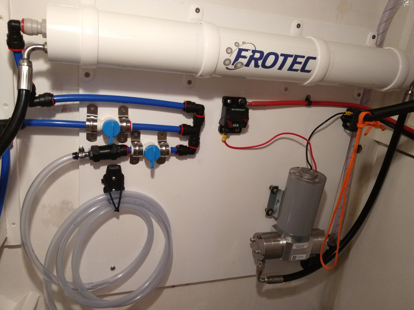 Water Maker installation almost finished. Photo Ray Penson