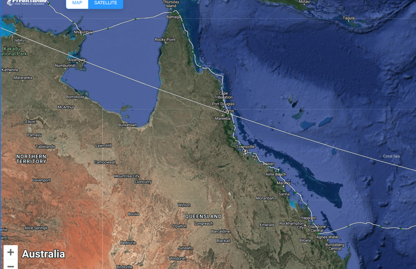 Track of Truce inside the Great Barrier Reef