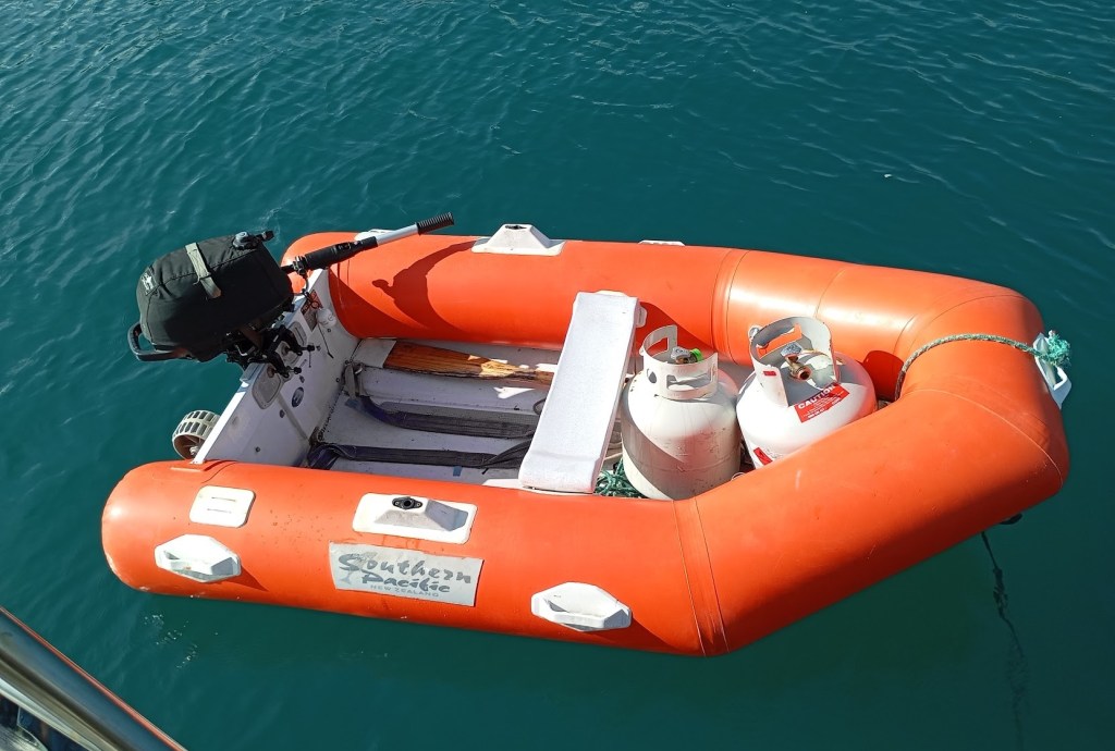 Dinghy loaded with full gas cylinders. Photo Ray Penson