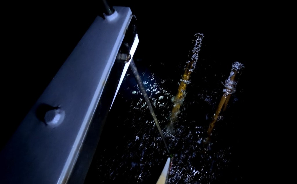 Part of the fish trap or something around the rudder skeg. Photo Ray Penson