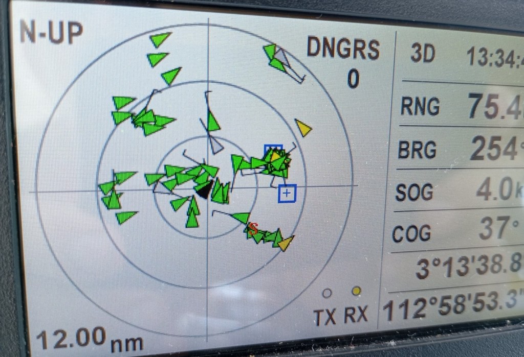 Malaysia Oilfields, busy AIS screen with offshore support boats. Photo Ray Penson