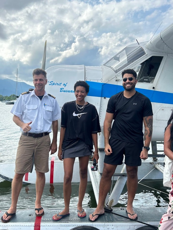 Jess and Steven after their seaplane ride. Photo Ray Penson