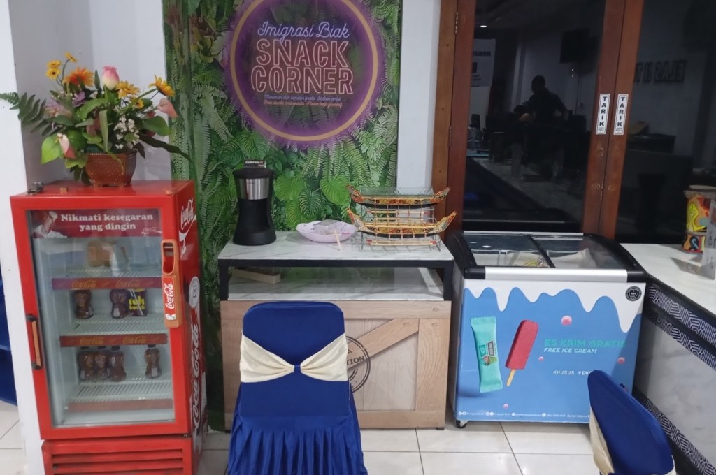 Immigration Office Biak, Free drinks and Ice Cream. I love it! Photo Ray Penson